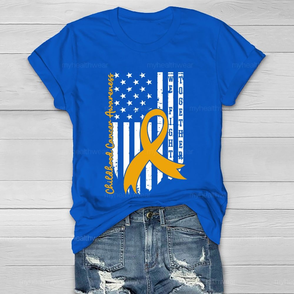Childhood Cancer Awareness Gold Ribbon Flag Healthwear T-shirt