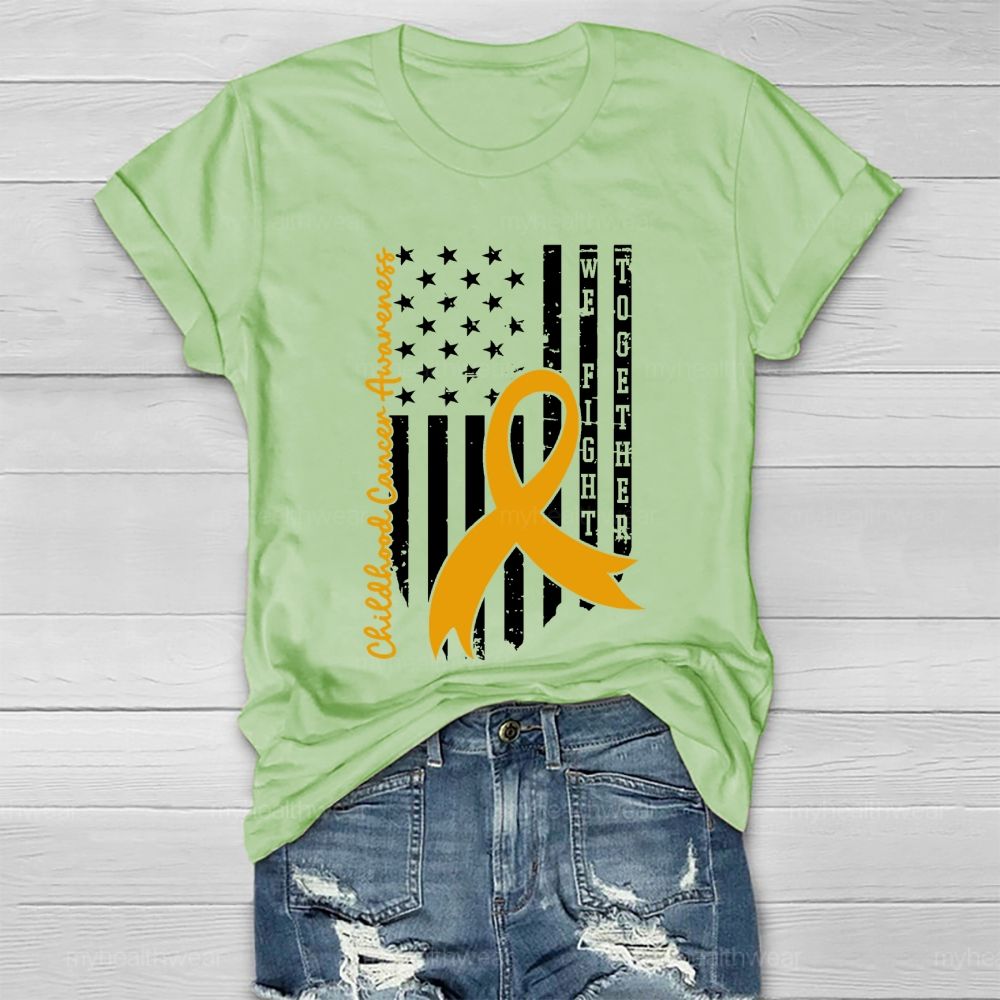 Childhood Cancer Awareness Gold Ribbon Flag Healthwear T-shirt