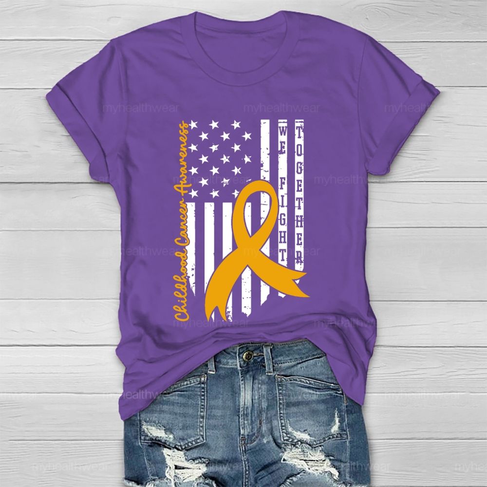Childhood Cancer Awareness Gold Ribbon Flag Healthwear T-shirt
