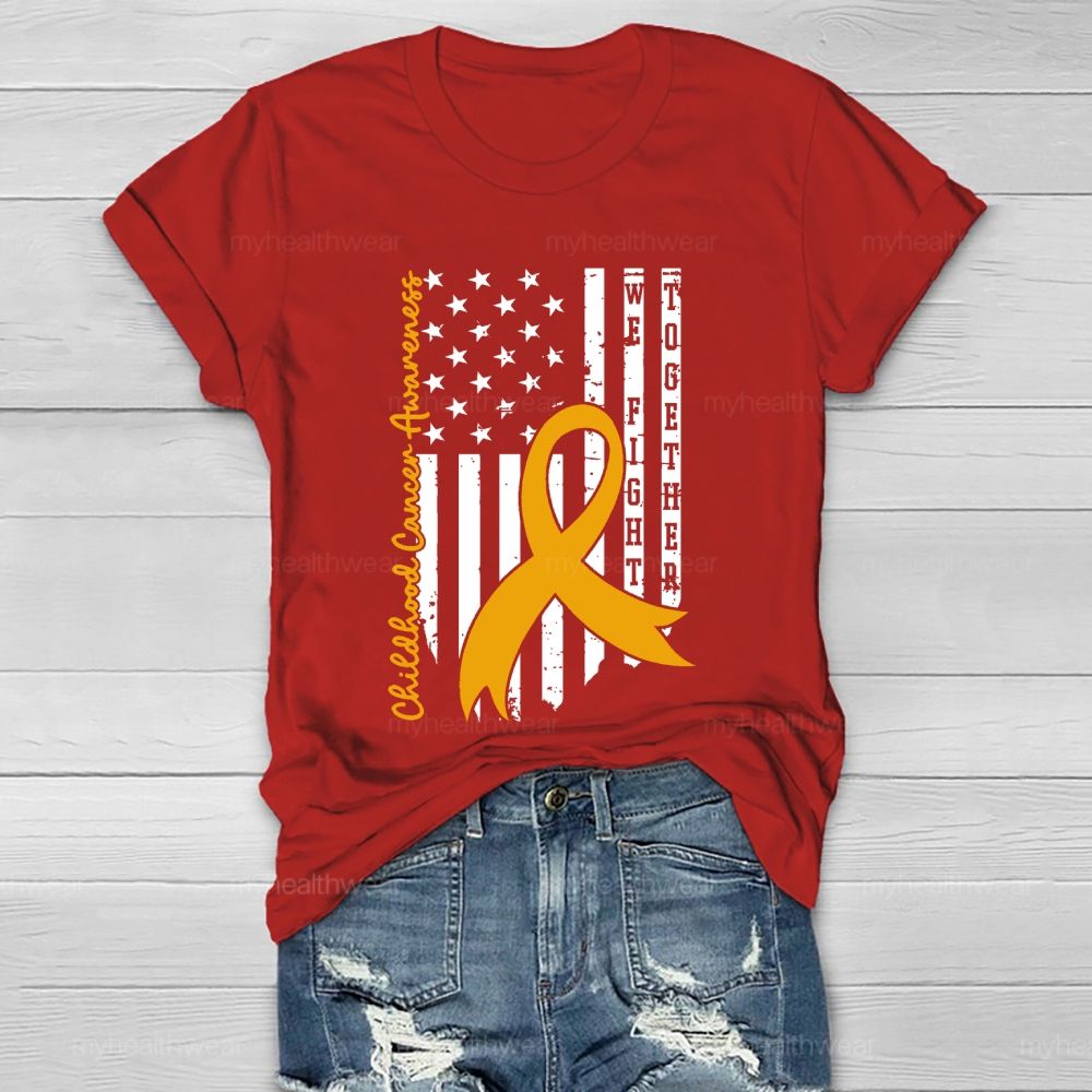 Childhood Cancer Awareness Gold Ribbon Flag Healthwear T-shirt