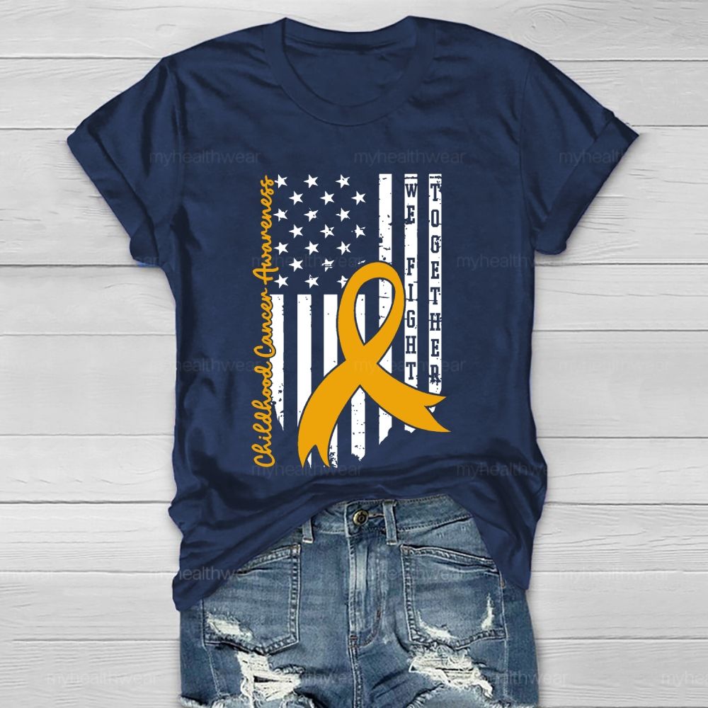 Childhood Cancer Awareness Gold Ribbon Flag Healthwear T-shirt