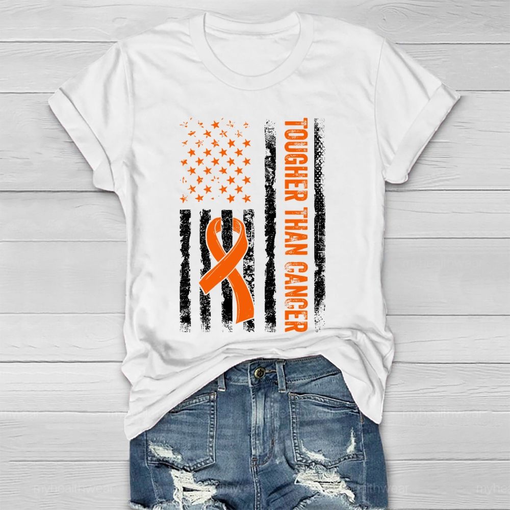 Together Than Cancer Orange Ribbon Flag Healthwear T-shirt