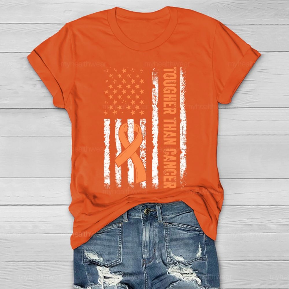 Together Than Cancer Orange Ribbon Flag Healthwear T-shirt