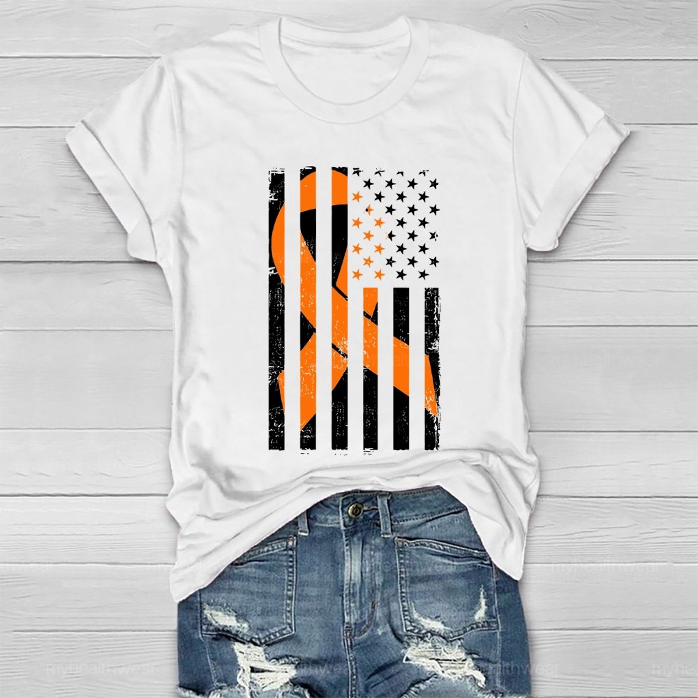 Orange Ribbon Flag Star Healthwear T-shirt