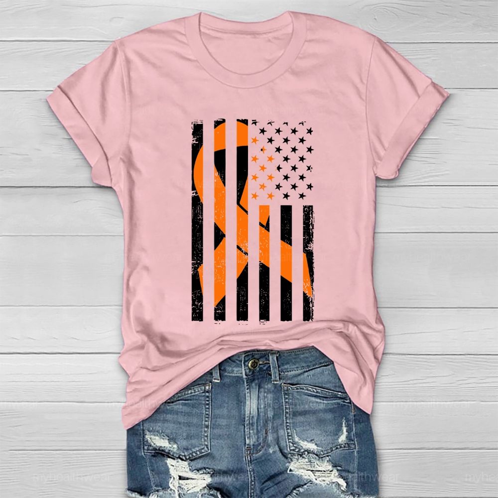 Orange Ribbon Flag Star Healthwear T-shirt