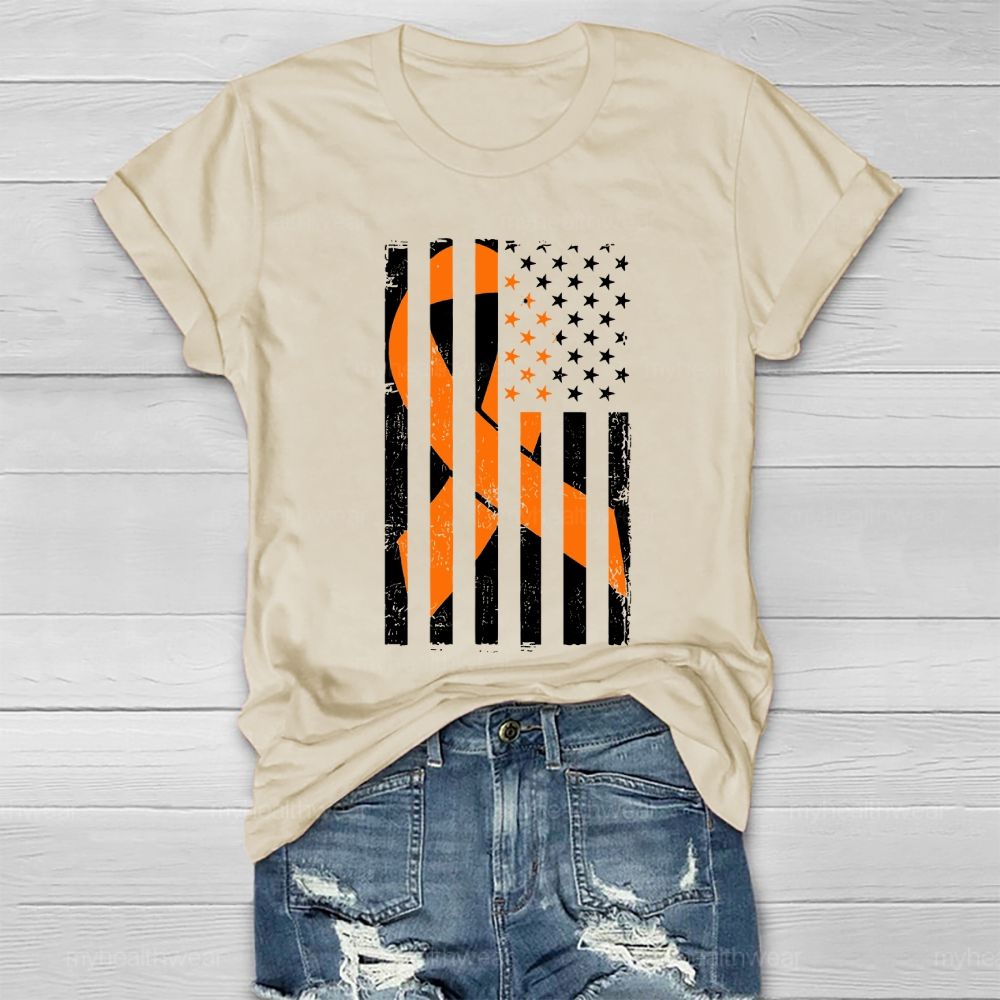 Orange Ribbon Flag Star Healthwear T-shirt