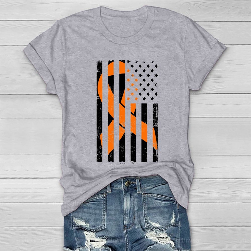 Orange Ribbon Flag Star Healthwear T-shirt