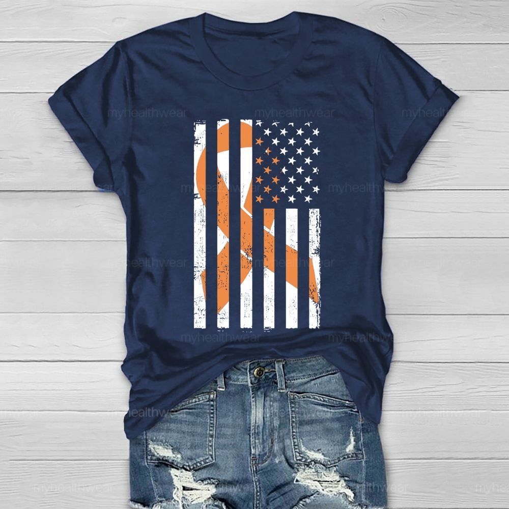 Orange Ribbon Flag Star Healthwear T-shirt