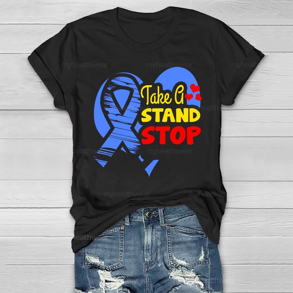 Take A Stand Stop Blue Ribbon Healthwear T-shirt