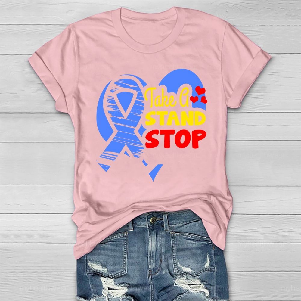 Take A Stand Stop Blue Ribbon Healthwear T-shirt