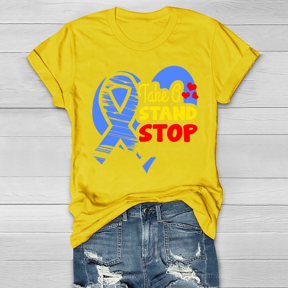Take A Stand Stop Blue Ribbon Healthwear T-shirt