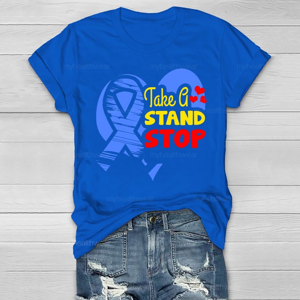 Take A Stand Stop Blue Ribbon Healthwear T-shirt