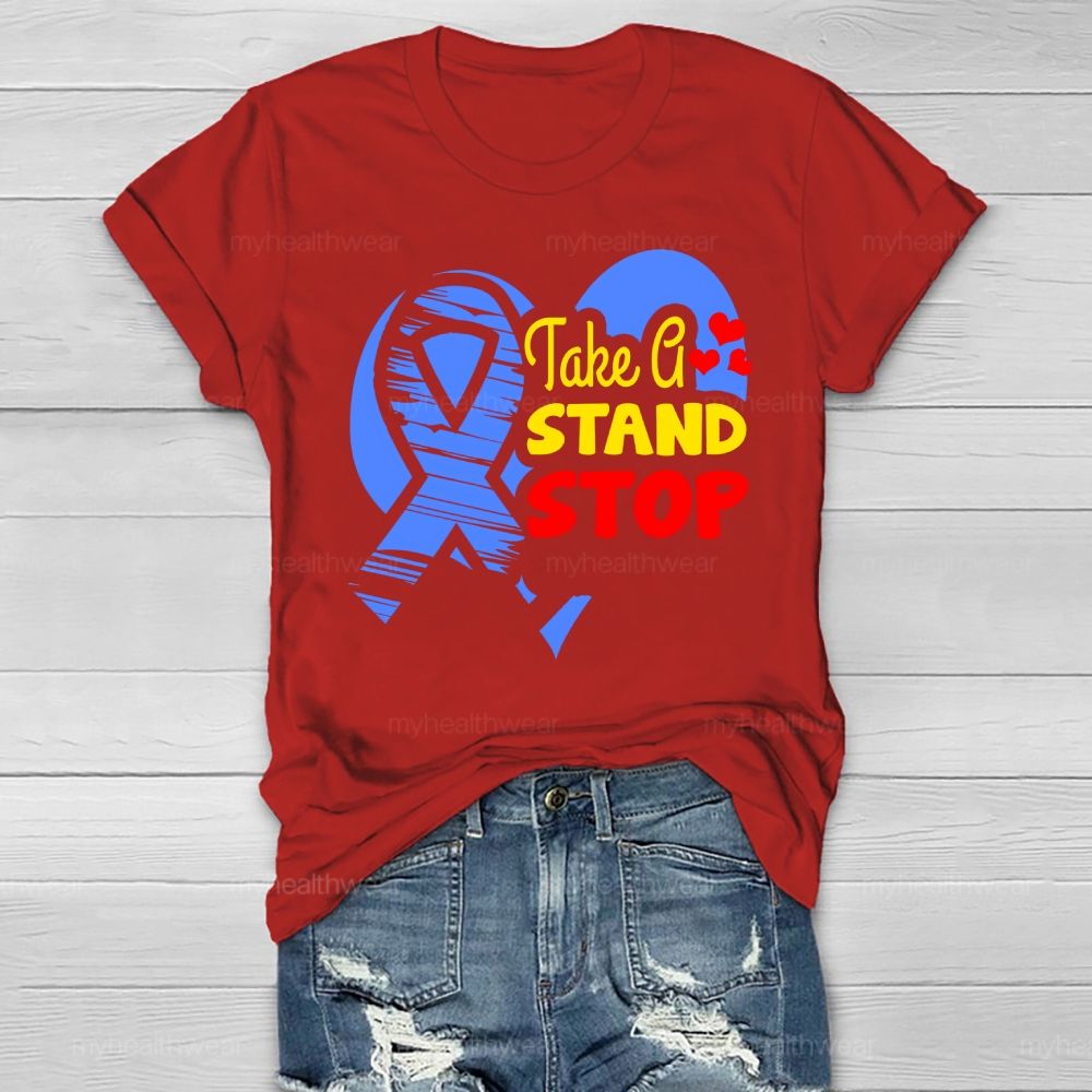 Take A Stand Stop Blue Ribbon Healthwear T-shirt