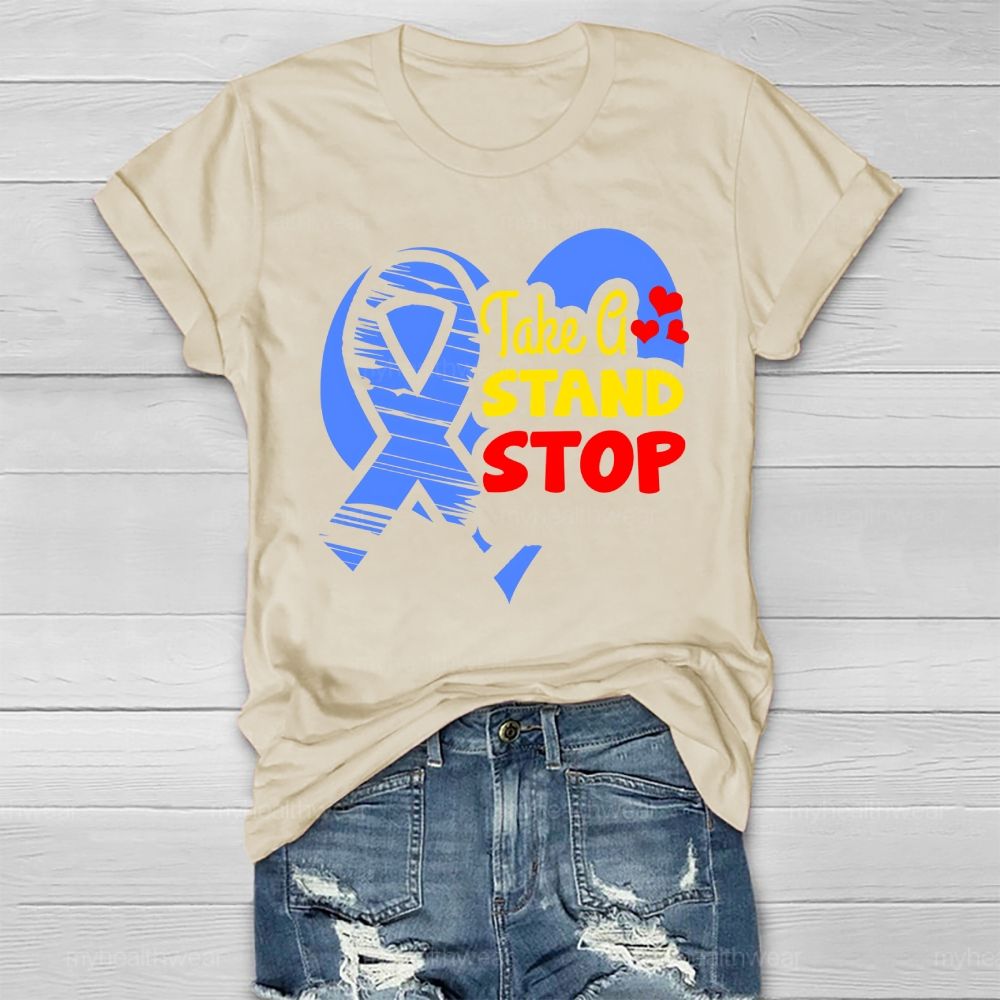 Take A Stand Stop Blue Ribbon Healthwear T-shirt