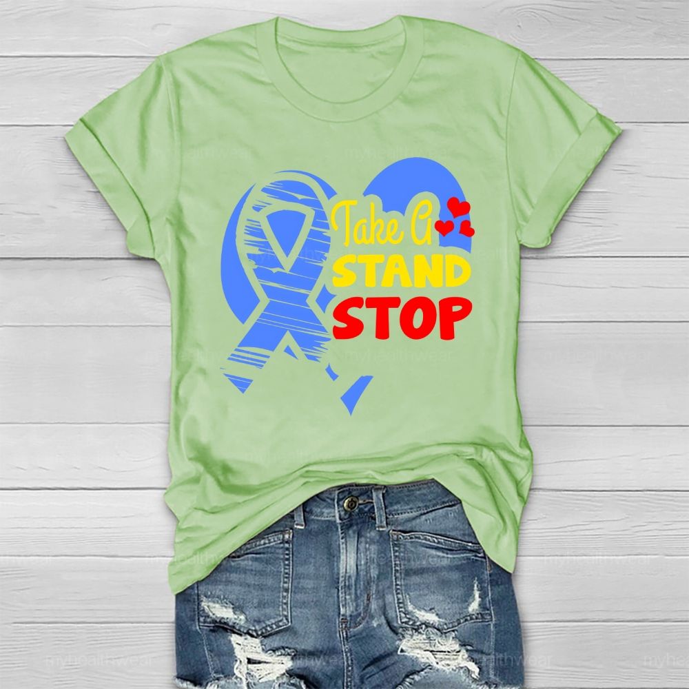 Take A Stand Stop Blue Ribbon Healthwear T-shirt