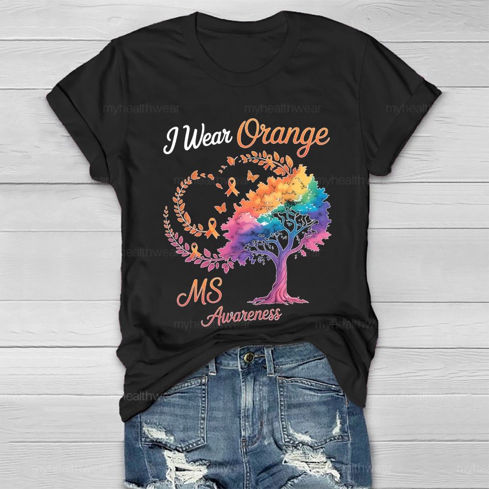 I Wear Orange For Ms Awareness Tree Healthwear T-shirt