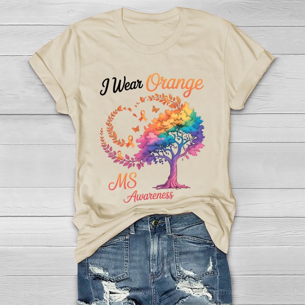 I Wear Orange For Ms Awareness Tree Healthwear T-shirt