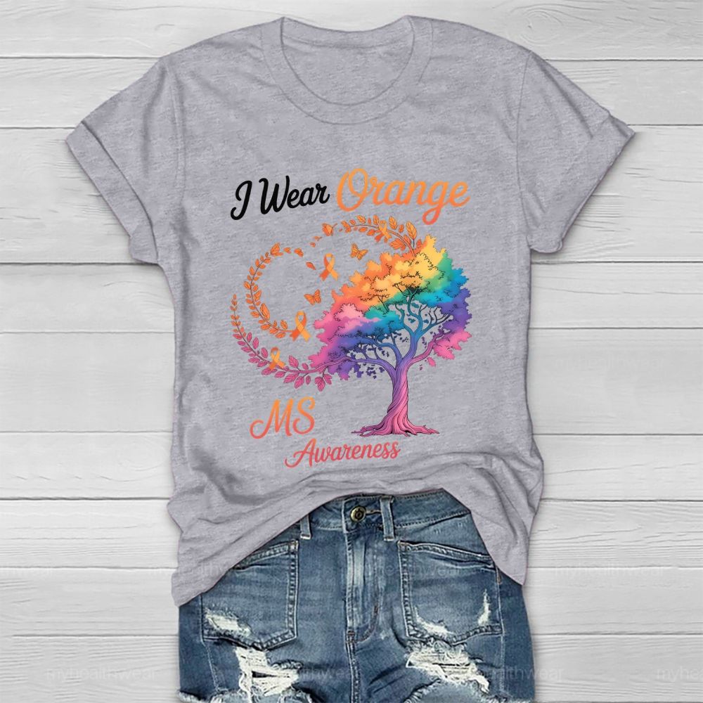 I Wear Orange For Ms Awareness Tree Healthwear T-shirt