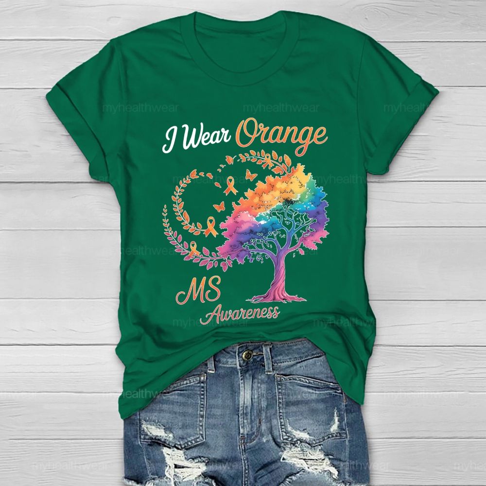 I Wear Orange For Ms Awareness Tree Healthwear T-shirt