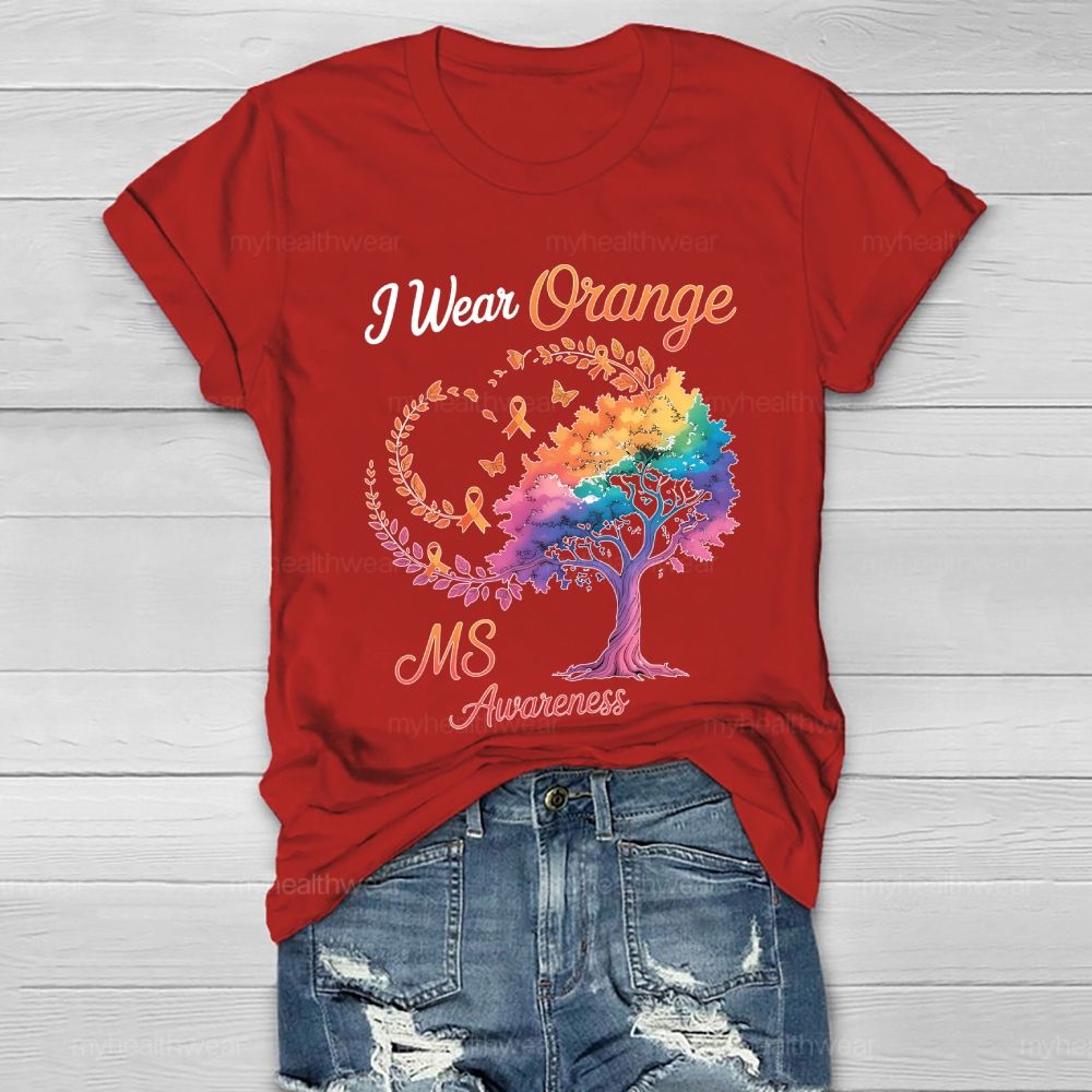 I Wear Orange For Ms Awareness Tree Healthwear T-shirt