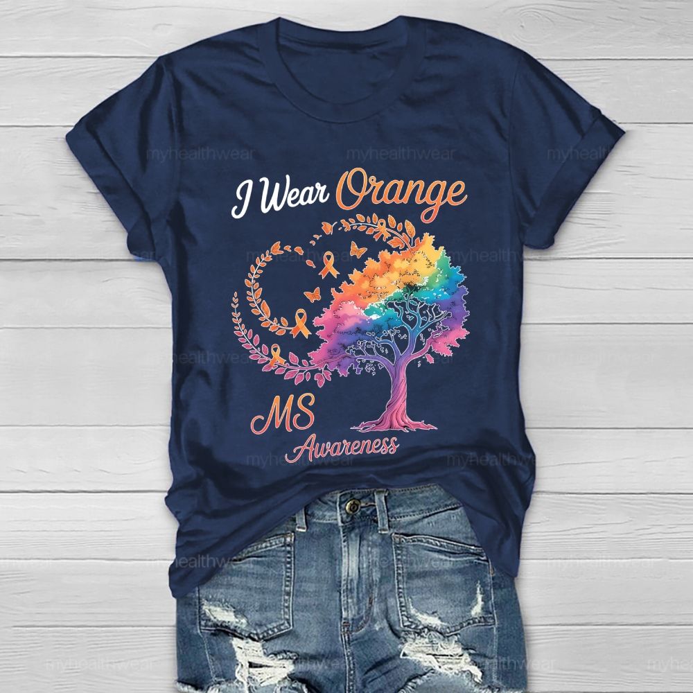 I Wear Orange For Ms Awareness Tree Healthwear T-shirt