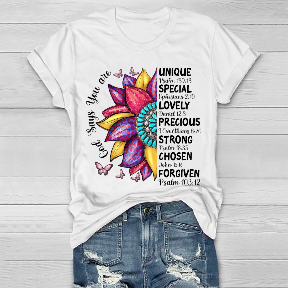 God Says You Are Unique Flower Healthwear T-shirt