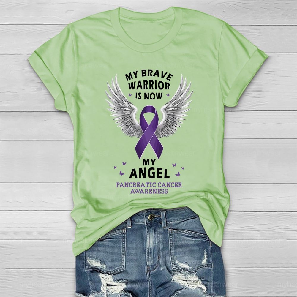 My Brave Warrior Is Now My Angel Pancreatic Cancer Awareness Healthwear T-shirt
