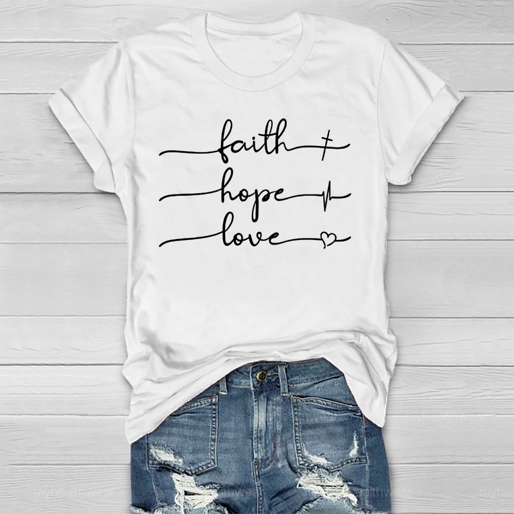 Faith Hope Love Cross Heart Letters Healthwear T-shirt