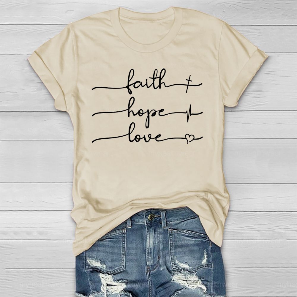 Faith Hope Love Cross Heart Letters Healthwear T-shirt