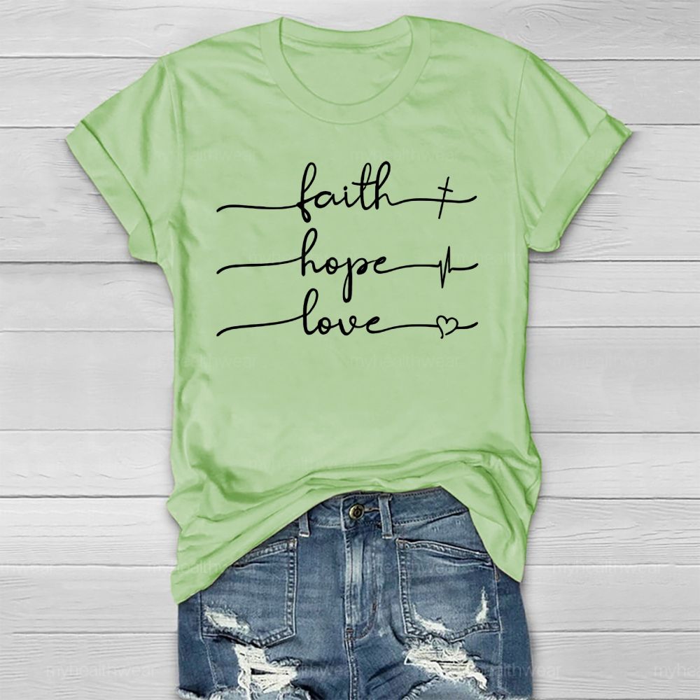 Faith Hope Love Cross Heart Letters Healthwear T-shirt