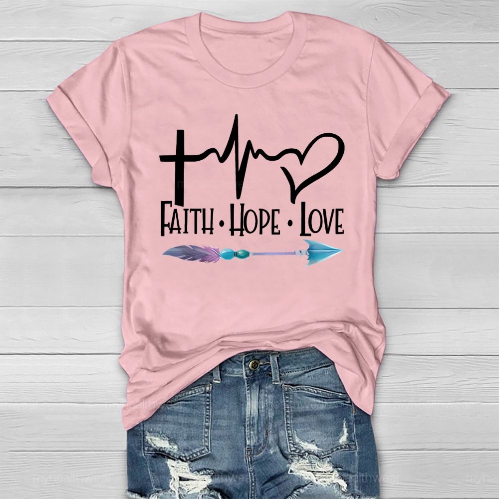 Faith Hope Love Cross Heart Feather Arrow Healthwear T-shirt