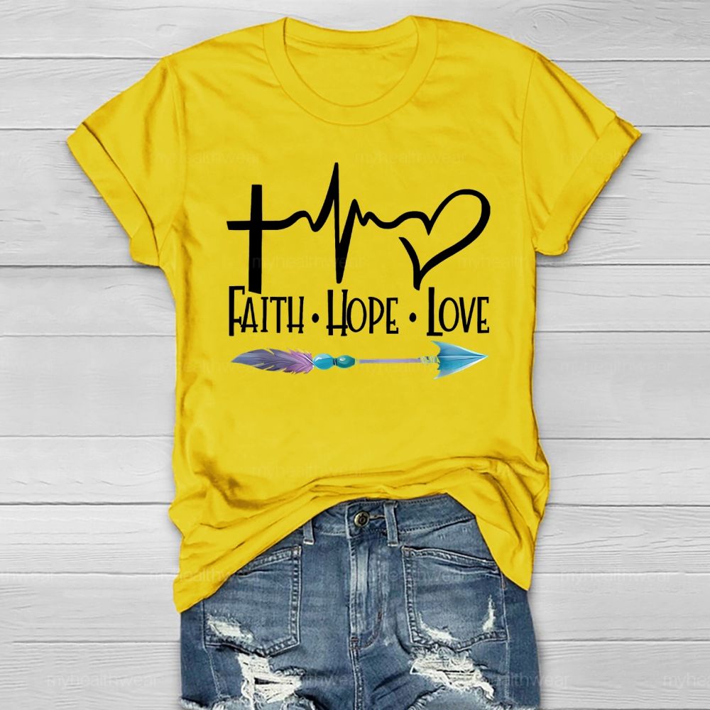 Faith Hope Love Cross Heart Feather Arrow Healthwear T-shirt