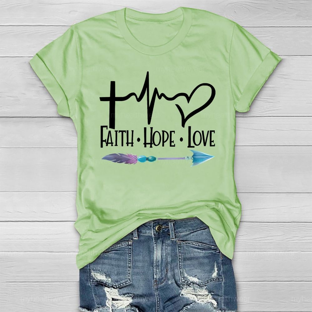 Faith Hope Love Cross Heart Feather Arrow Healthwear T-shirt