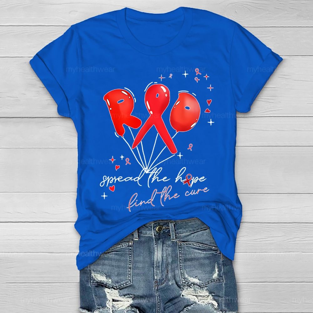 Spread The Hope Find The Cure Red Ribbon Healthwear T-shirt