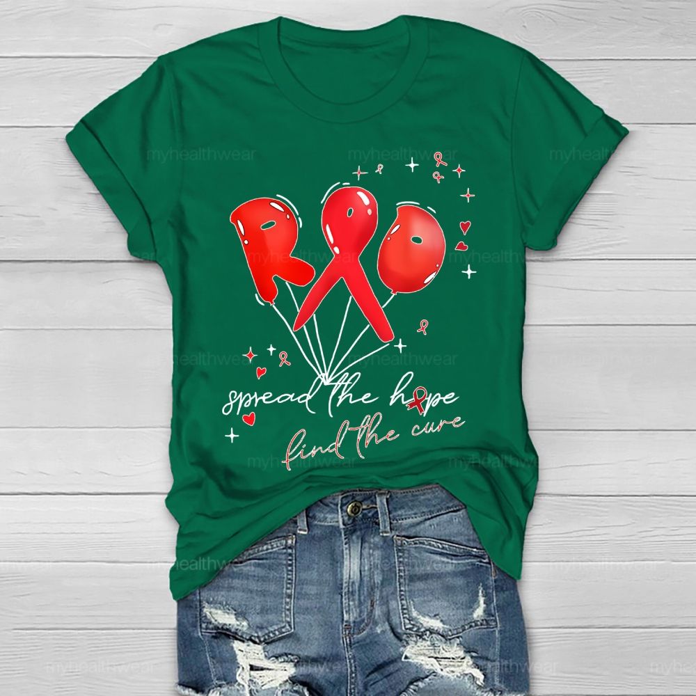 Spread The Hope Find The Cure Red Ribbon Healthwear T-shirt
