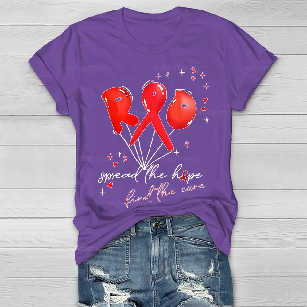 Spread The Hope Find The Cure Red Ribbon Healthwear T-shirt