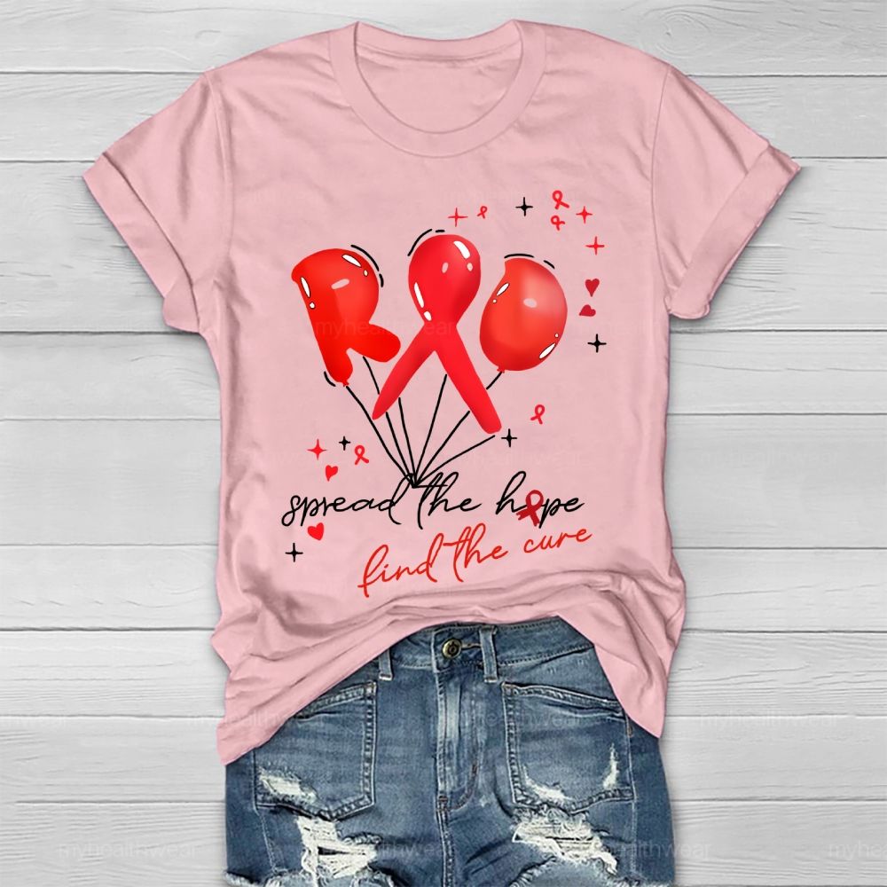 Spread The Hope Find The Cure Red Ribbon Healthwear T-shirt