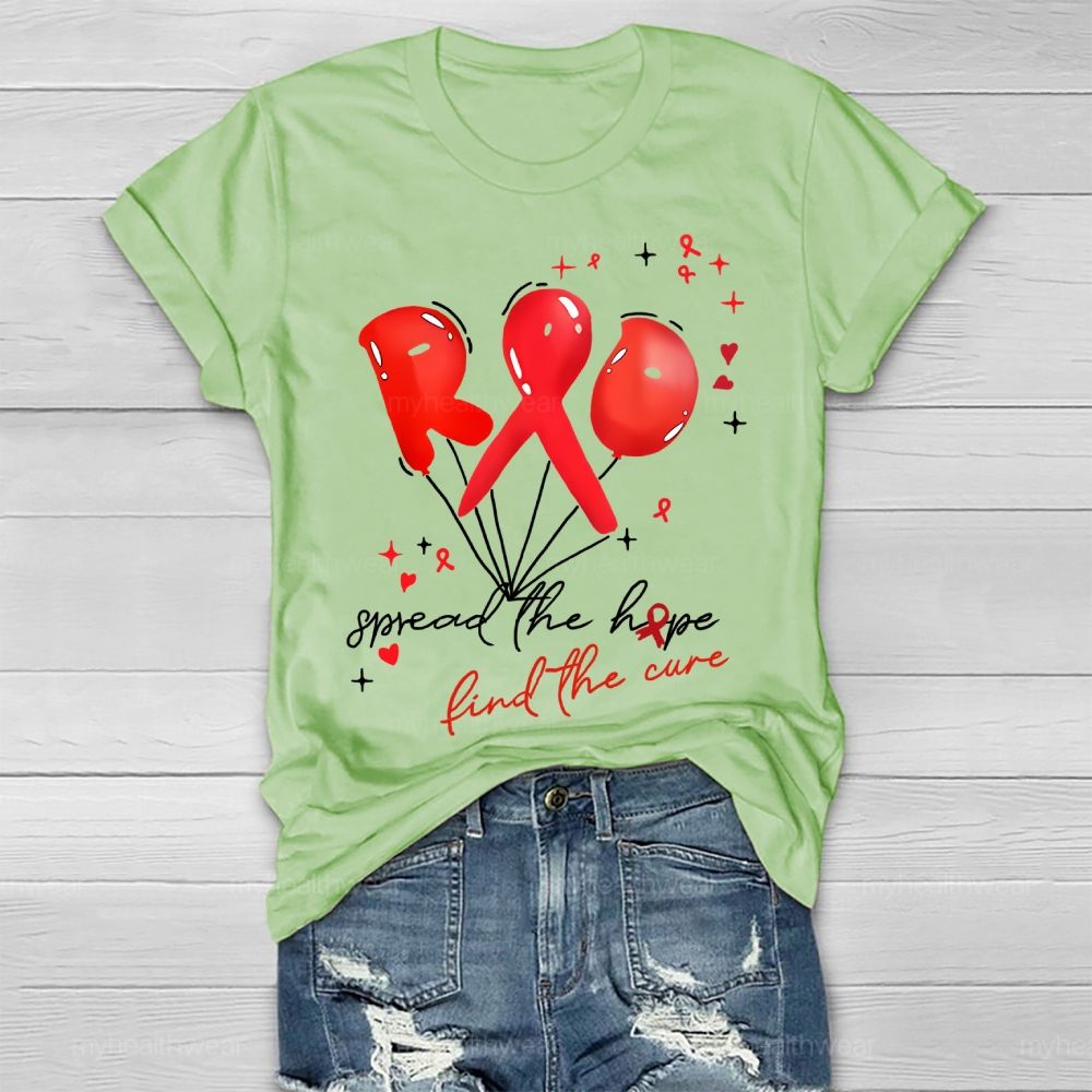 Spread The Hope Find The Cure Red Ribbon Healthwear T-shirt
