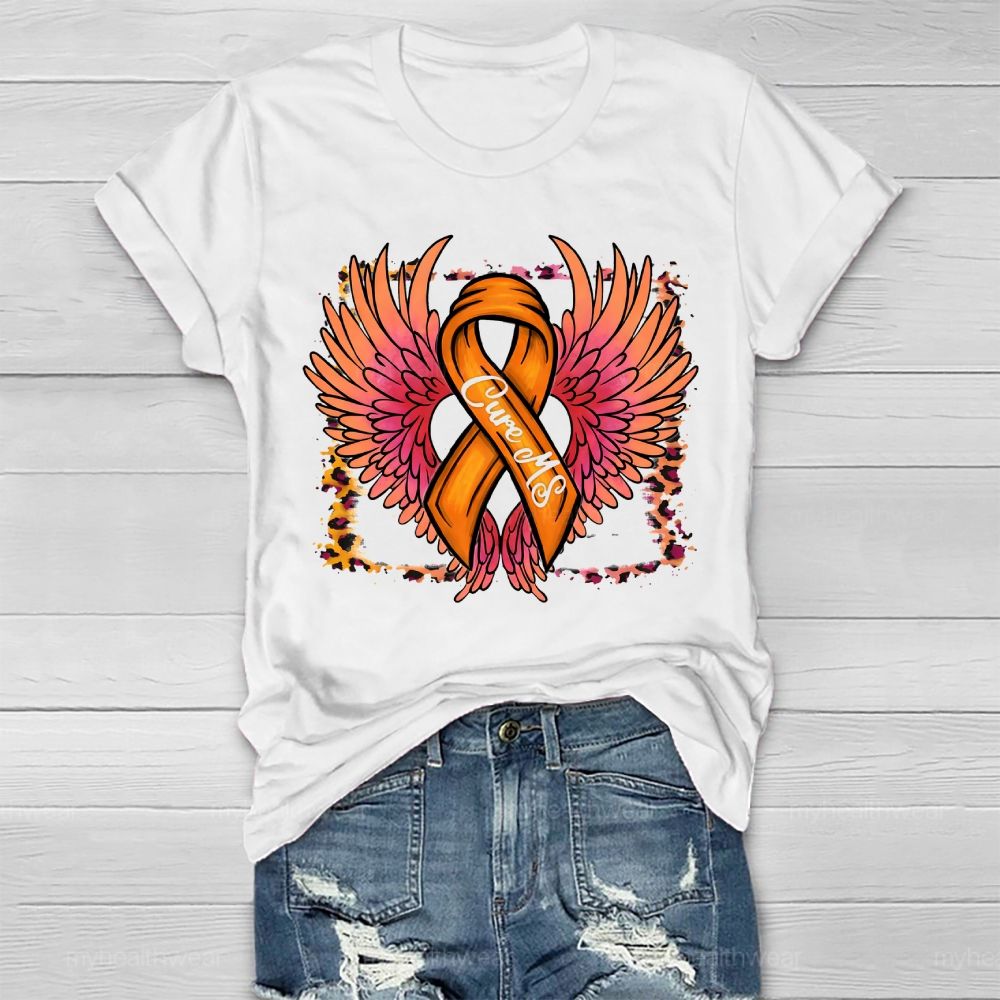 Cure Ms Orange Ribbon Wings Healthwear T-shirt
