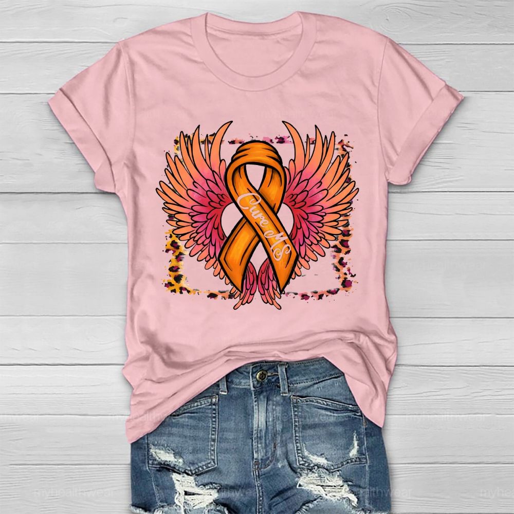 Cure Ms Orange Ribbon Wings Healthwear T-shirt