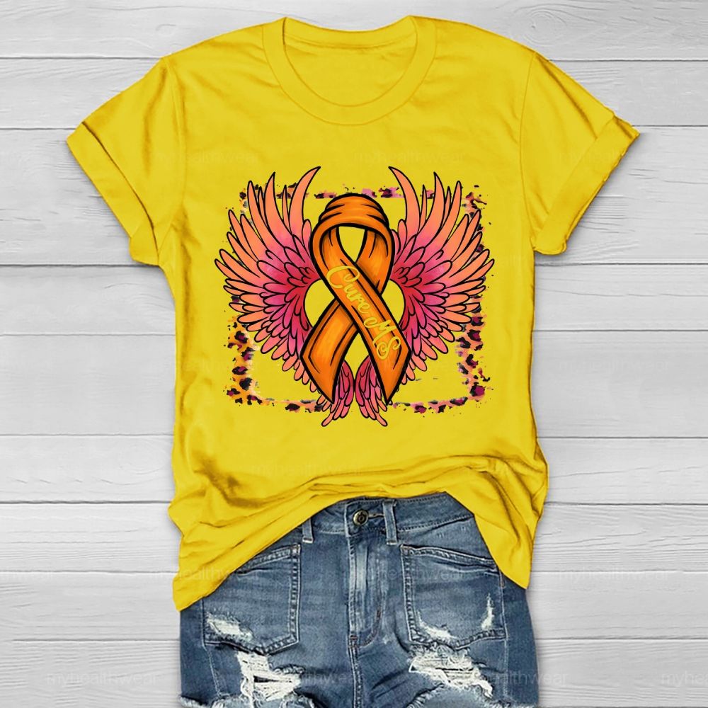 Cure Ms Orange Ribbon Wings Healthwear T-shirt