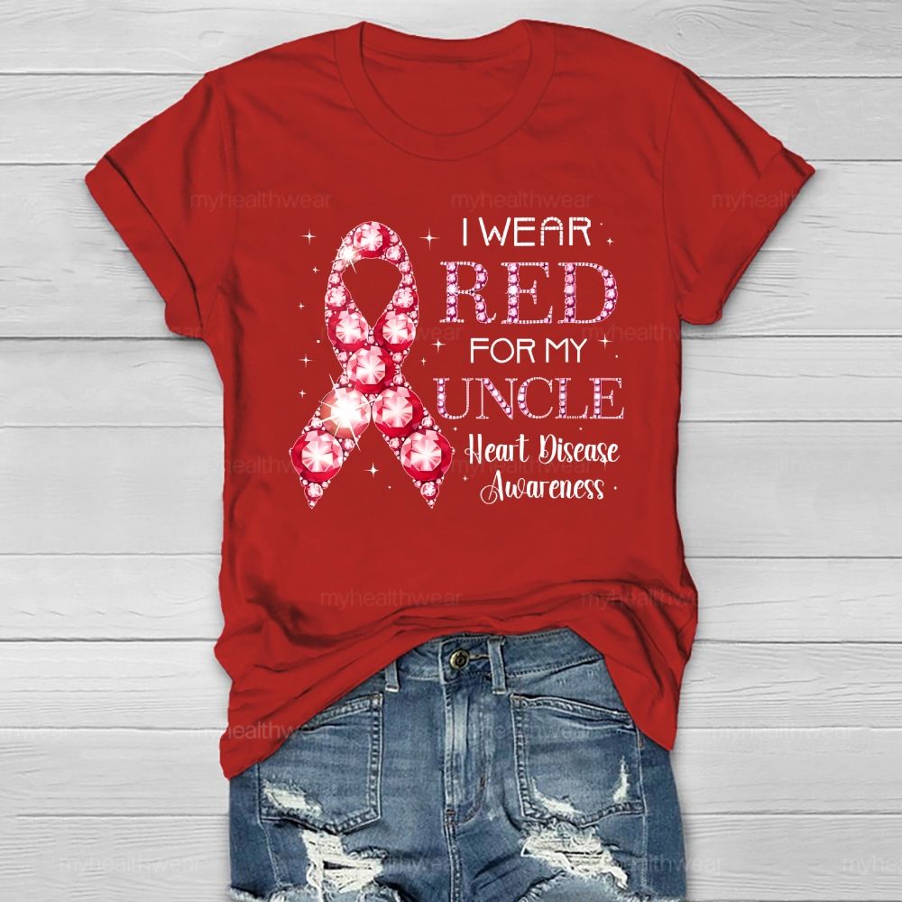 I Wear Red For My Uncle Heart Disease Awareness Healthwear T-shirt