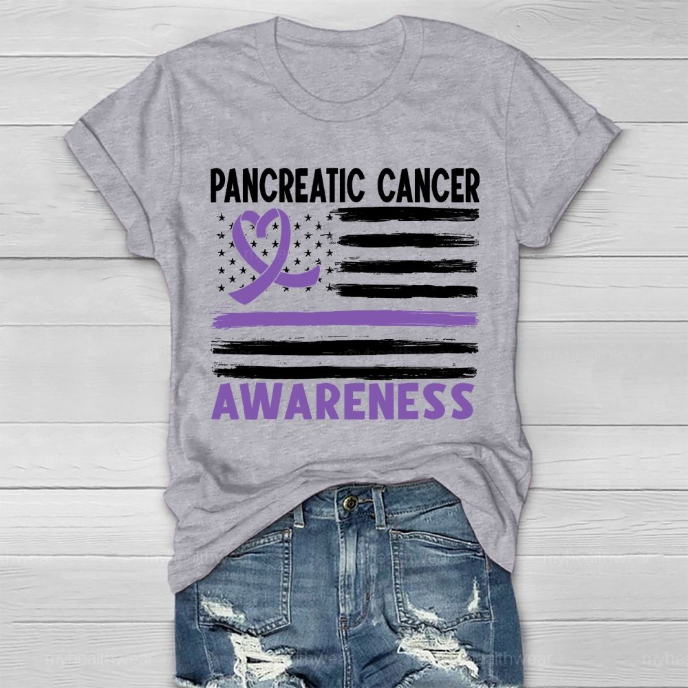 Pancreatic Cancer Awareness Flag Healthwear T-shirt
