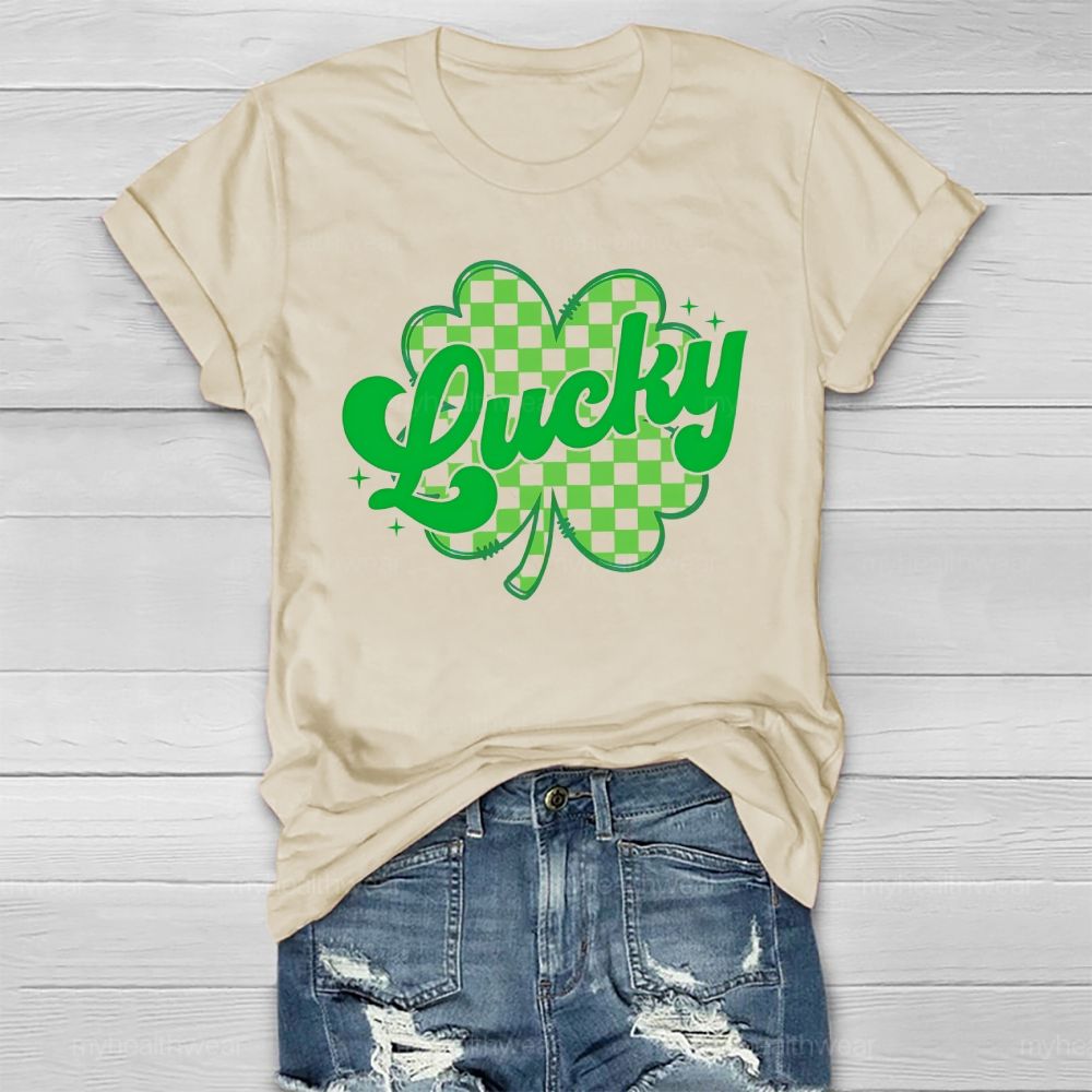Lucky Clover Plaid Pattern Healthwear T-shirt