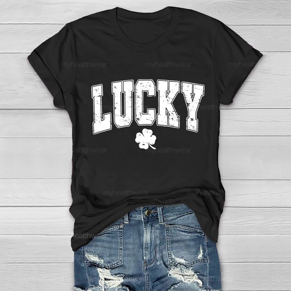 Luck Four-Leaf Clover Letter Healthwear T-shirt