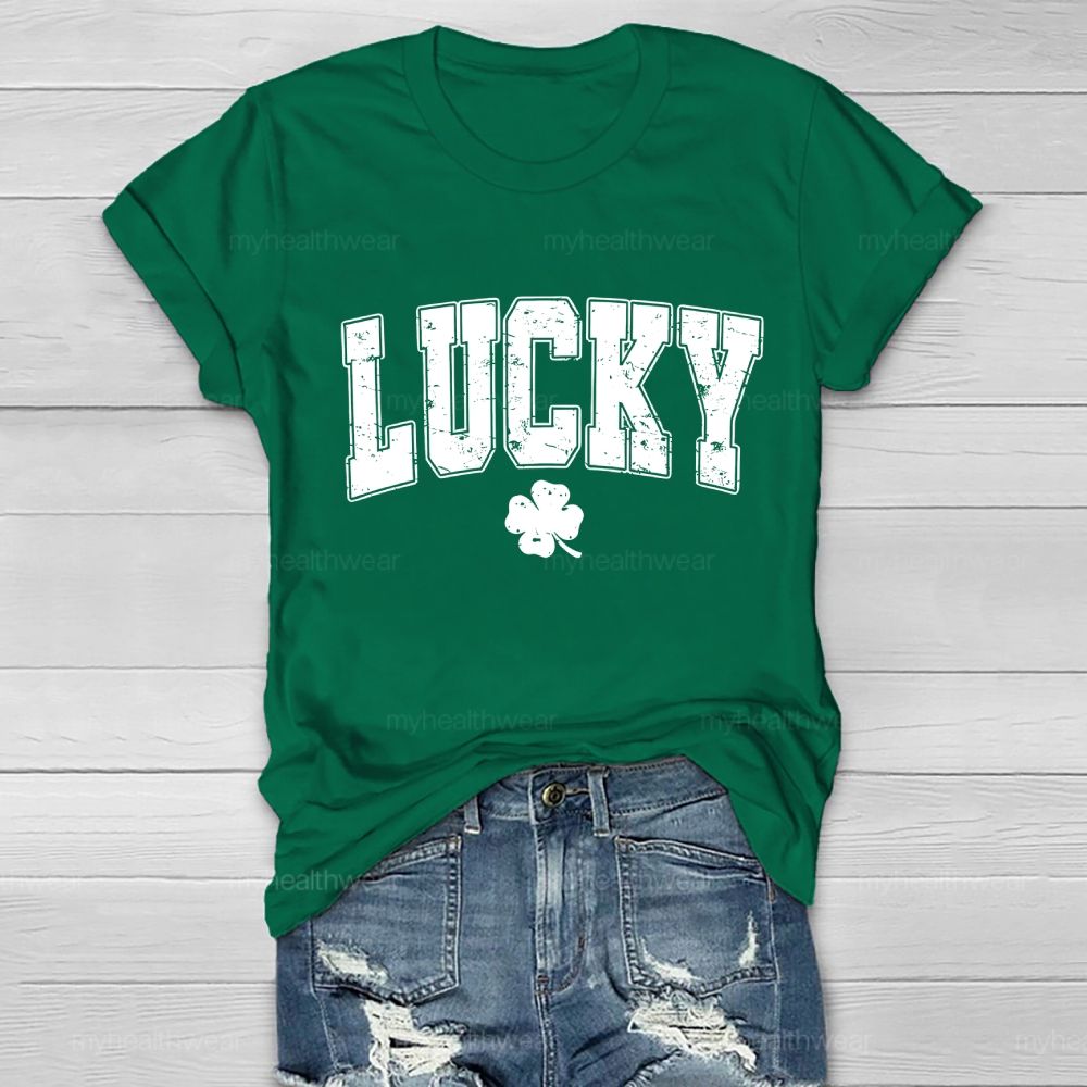 Luck Four-Leaf Clover Letter Healthwear T-shirt