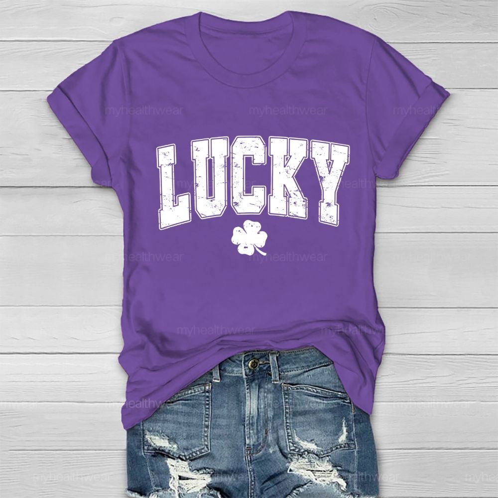 Luck Four-Leaf Clover Letter Healthwear T-shirt
