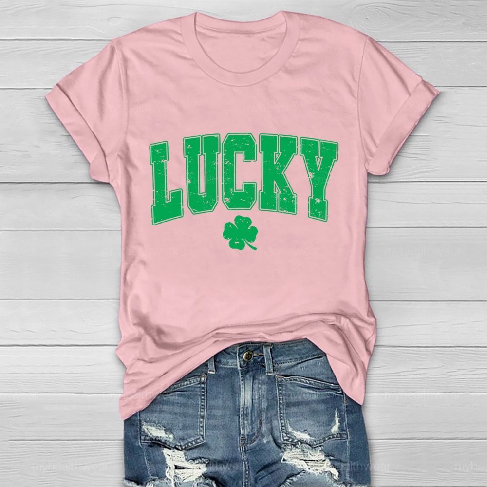 Luck Four-Leaf Clover Letter Healthwear T-shirt