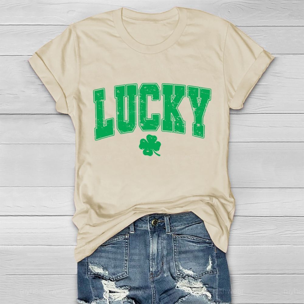 Luck Four-Leaf Clover Letter Healthwear T-shirt