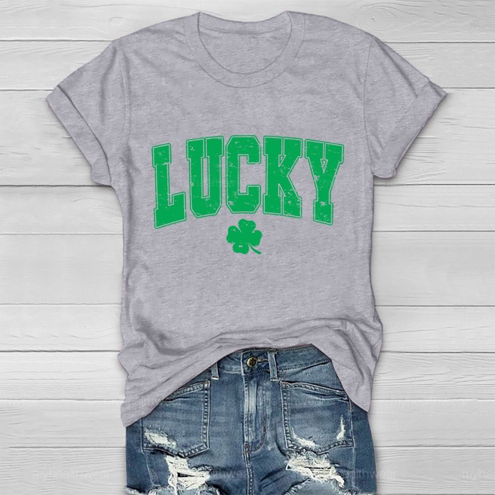 Luck Four-Leaf Clover Letter Healthwear T-shirt
